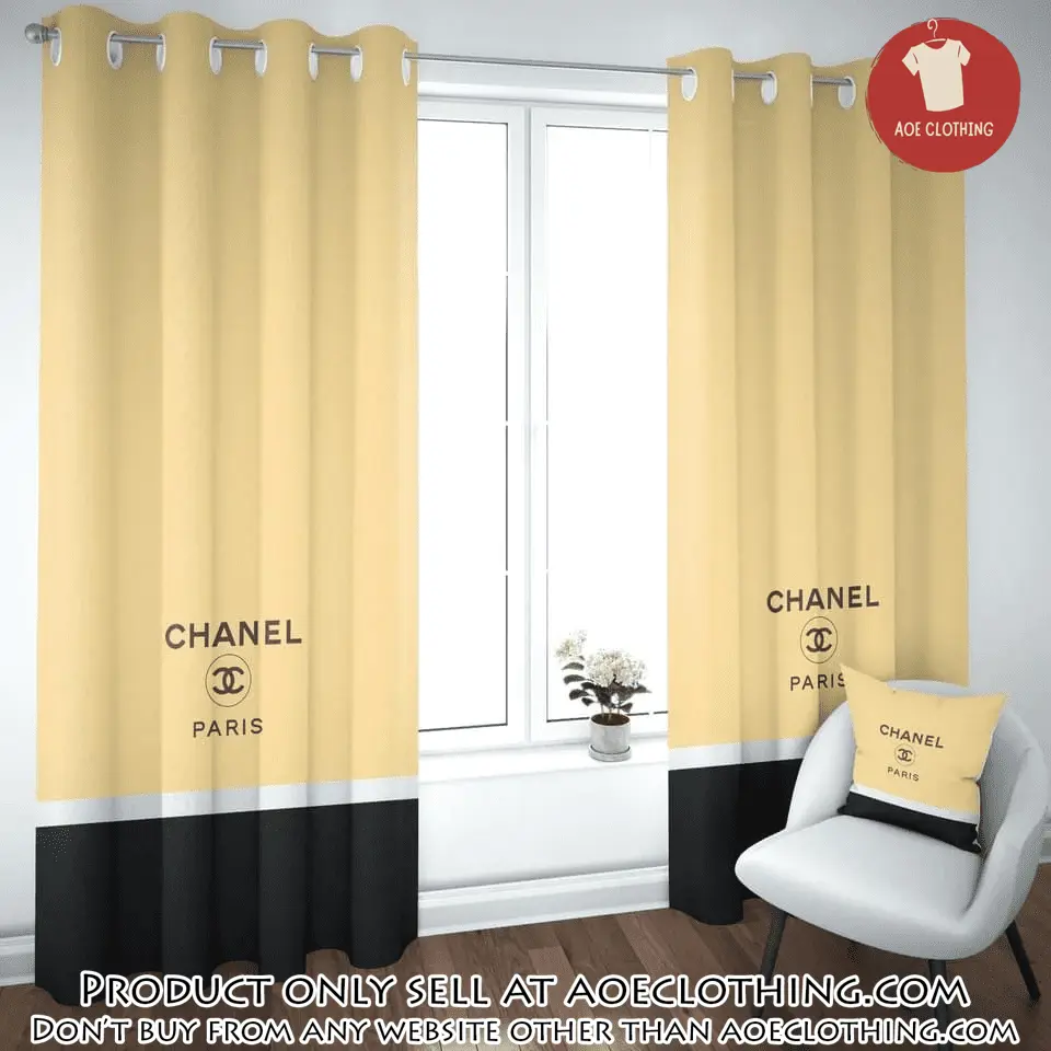 Chanel paris pastel yellow premium window curtains hot  luxury curtain wc103 aoe1949046